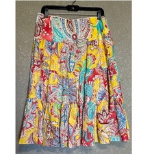 Lauren Ralph Lauren Petite Colorful Paisley Linen Tiered Midi Skirt PM Cottage