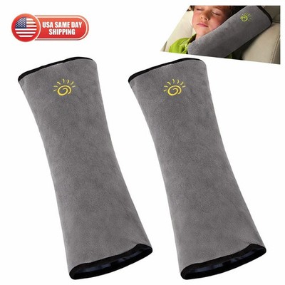 2x Seat Belt Pad Pillow Kids Baby Car Seat Travel Strap Cover Child Cushion Grey