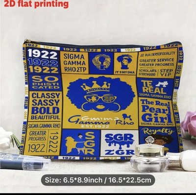 Sigma Gamma Rho 2 sided, 2D Print, Makeup & Accessories Bag with Zipper Clousure