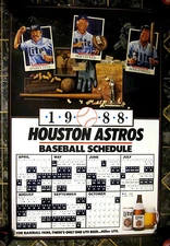 1988 Lite Beer Houston Astos schedule Bob Uecker Sparky Lyle  Boog Powell Poster