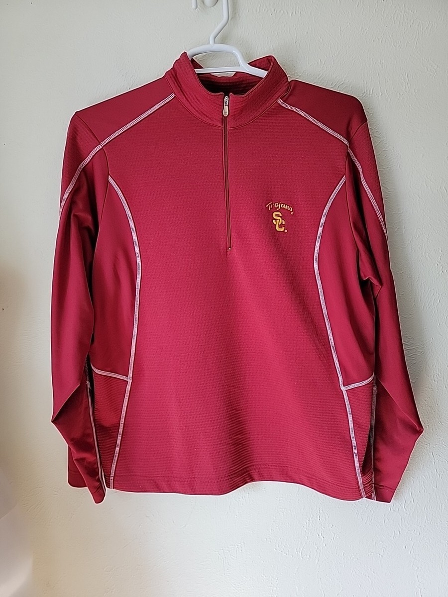 USC TROJANS Nike Golf 1/4 Zip Pullover Thermal Sweatshirt Mens Medium Red  Logo