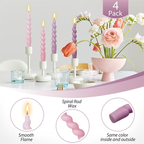 4 x New Multi Color Spiral Taper Candlesticks Unscented Twist Dinner Candle 7.5" - Picture 12 of 40