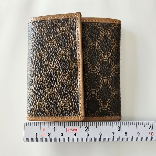 Celine Unisex Macadam Braun Leder Karten Münzen Geldbörse XS Geldbörse Authentisch - Bild 17 von 17