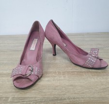 Odeon Women's Pink Peep Toe Rhinestone Heeled Court Shoes UK 3, EUR 36