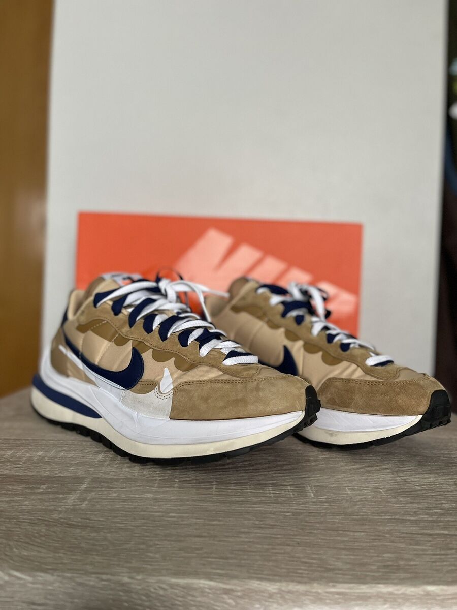 Nike x Sacai Tricolor Leather and Fabric VaporWaffle Sesame Blue Void  Sneakers Size 42 Nike x Sacai