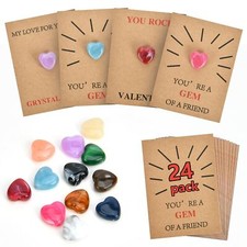 Valentines Day Gifts for Kids, 24 Pack Valentines Cards with Heart-Shape Crys...