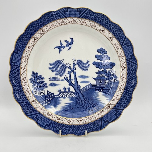 Piatto Antico in ceramica Inglese colore bianco e blu oro decoro Willow 1940 - 第 1/8 張圖片