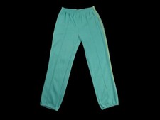 Vintage 80s Turquoise Jogger Sweatpants Yellow Contrast Piping Mid Rise Medium
