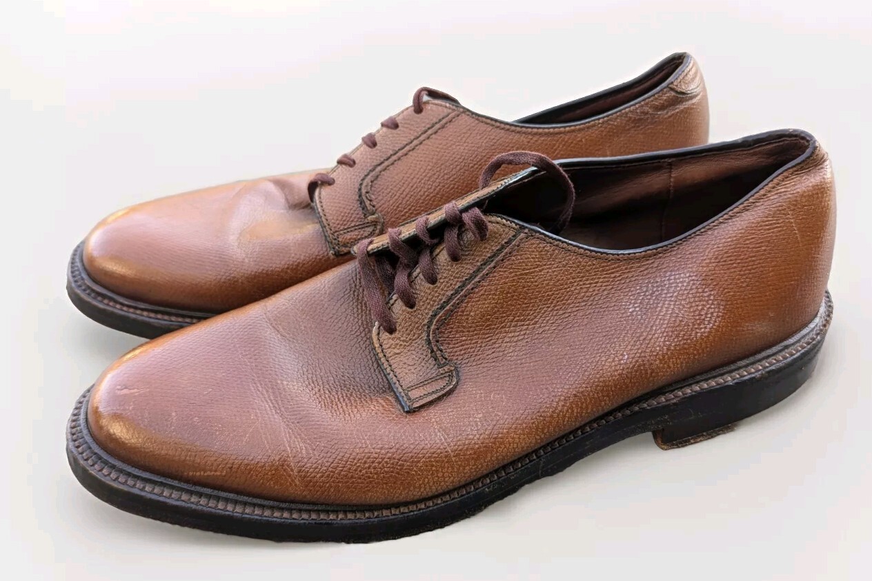 SAOLA Scarpe derby vintage da uomo bostoniane punta liscia blucher 9 5D pelle ciottoli tacchetto a V