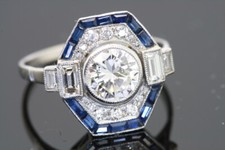 1.78Ct White Round Bezel Set CZ Vintage Art Deco Ring 925 Sterling Silver