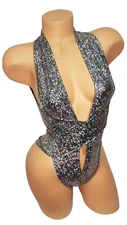 Exotic Dancer Stripper Black Shattered Hologram  Bodysuit
