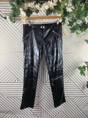 ZARA WOMAN Premium Denim Collection Faux Leather Moto Shiny Pants Size  Medium | eBay