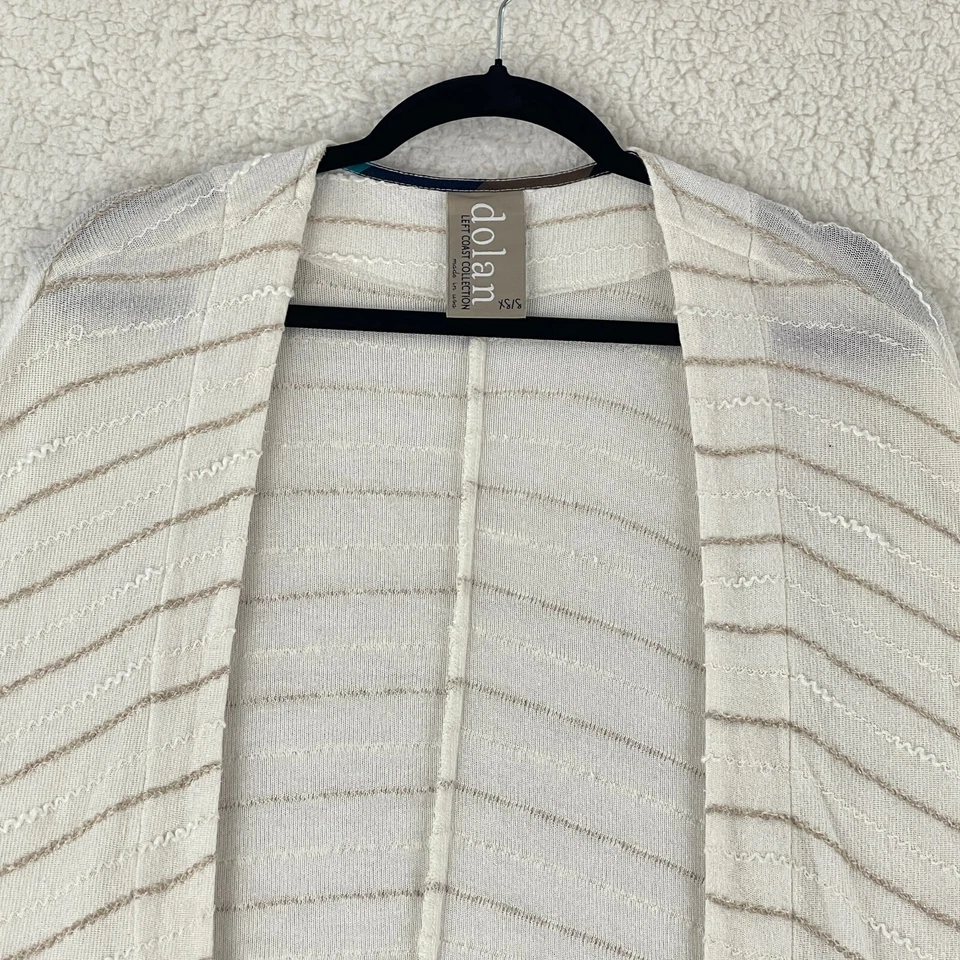 Cárdigan suéter Dolan para mujer talla XS/S marfil a rayas manga Dolman frente abierto Foto 3 de 4