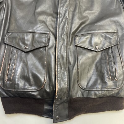 Vintage Golden Fleece Leather Flight Bomber Jacket Size 42 Brown