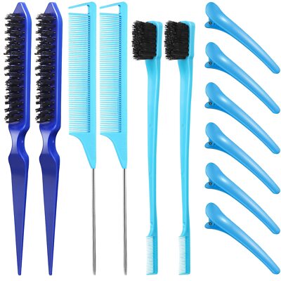 12 Pcs Hair Brush Set Nylon Teasing Salon Teasing Brush with Duckbill Clips