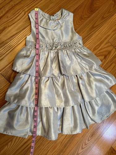 Gymboree Set Silver Dress (Sz 5T) Black Faux Fur Jacket (XS 4) Holiday Formal - Picture 4 of 13