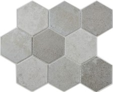 Mosaïque carreau céramique gris hexagone ciment cuisine 11F-0204_f | 10 plaques
