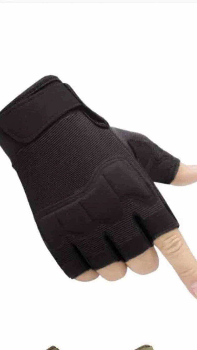 HYCOPROT Fingerless Tactical Gloves, Knuckle Protective Medium Black - New! image 1