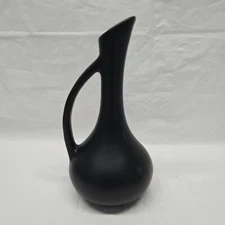 Vintage MCM 1960s Royal Haeger Black Pottery Pitcher / Vase 7.5"