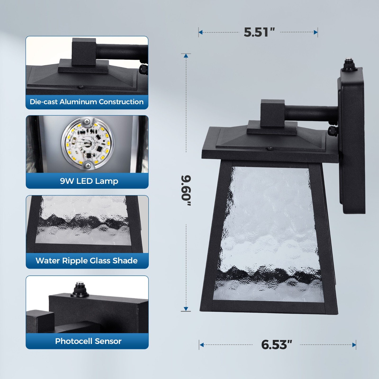 2PCS Outdoor Wall Lights Dusk to Dawn Sensor Outdoor Sconce Vintage Waterproof