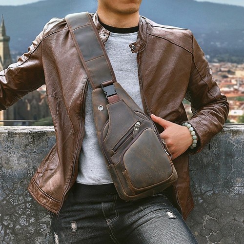 leather sling bag for men