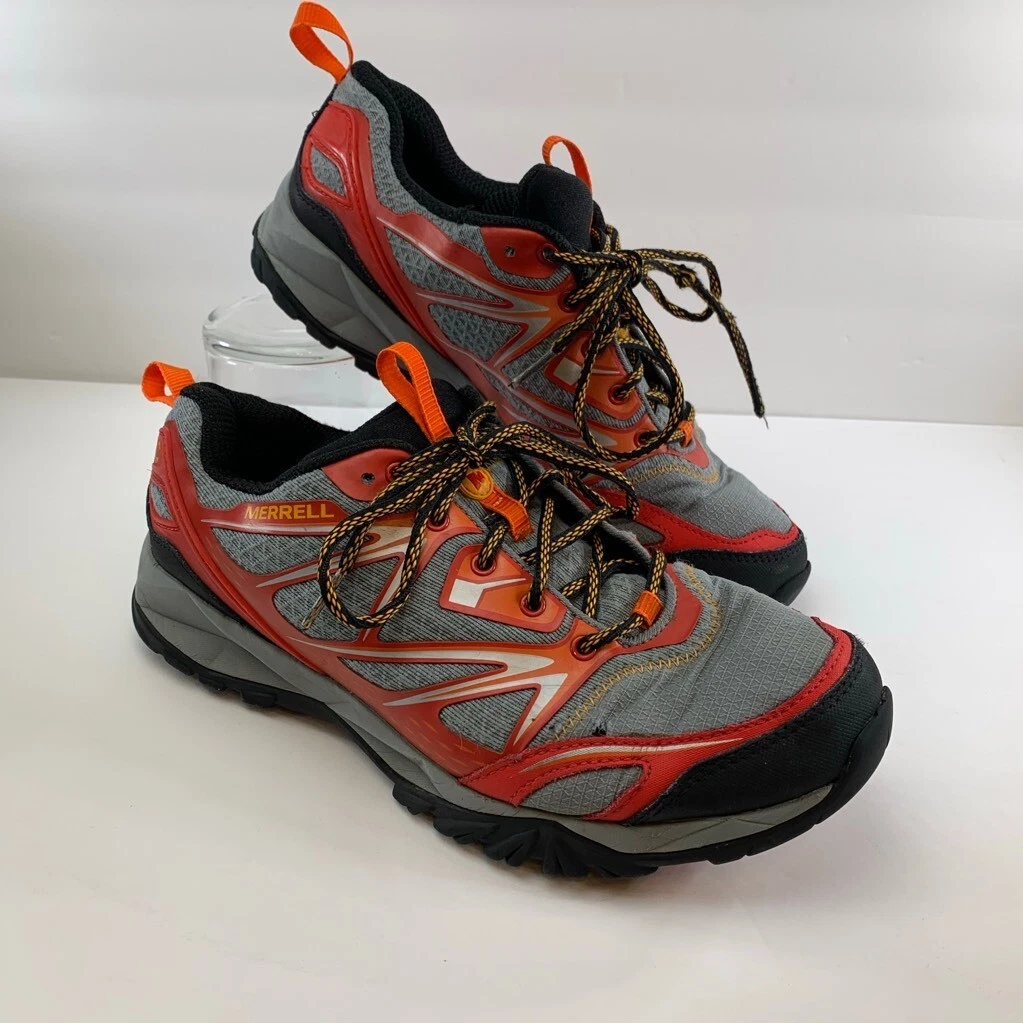 Merrell Mens Capra Bolt Hiking Shoes Bright Red J35395 Lace Up Low