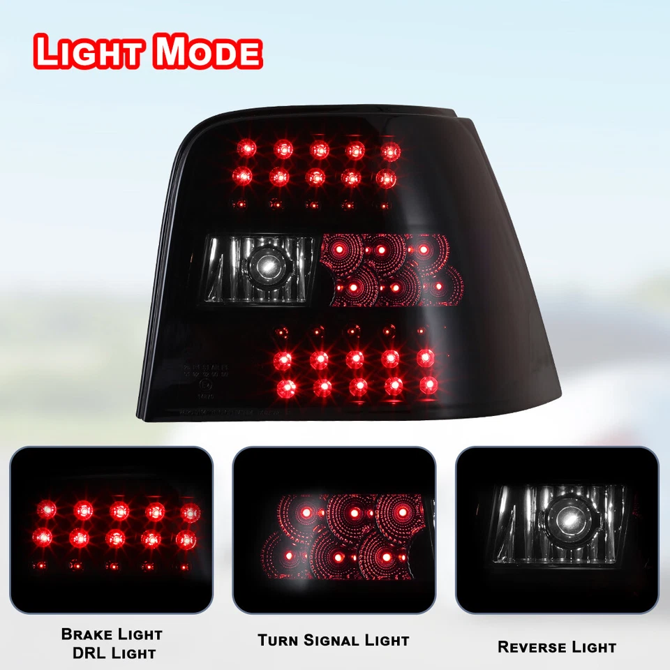 Fit For 1999-2006 VW Volkswagen Golf GTI MK4 LED Brake Tail Lights Smoke Lens - Imagem 2 de 4