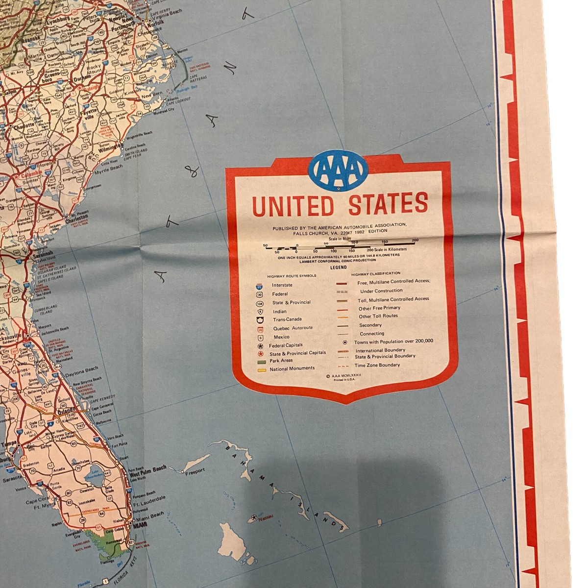 Vintage Road Map United States USA 1982 | eBay