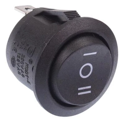 SWITCH ELECTRONICS On-Off-On Black Round Circular 20mm Rocker Switch SPDT