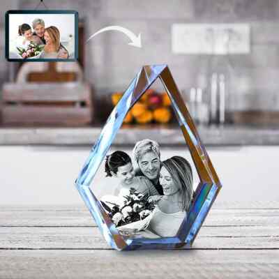 3D Crystal Prestige Custom Laser Etched Print Personalized Engraved Picture