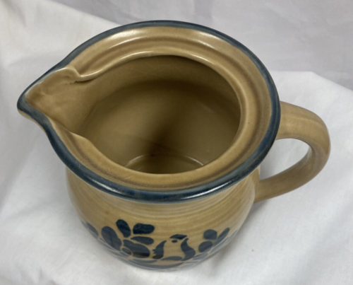 Vtg. Pfaltzgraff Tea Pot Folk Art Stoneware 40 oz with Lid 550 Bird Blue Beige - Picture 7 of 12