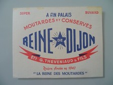 BUVARD PUBLICITAIRE ANCIEN / MOUTARDE ET CONSERVES REINE DE DIJON