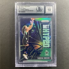 🔥🔥Sabrina Ionescu 2021 Prizm Green Get Hyped #11 ON CARD AUTO bgs 10🔥🔥