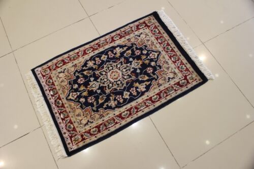 Rugstc 2x3 Pak Perser Blau Vorleger, Handgeknüpft, Geblümt mit Seide/Wollflor - Bild 3 von 5