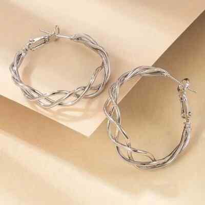 Twist Design Hoop Earrings - Simple, Vintage-Inspired