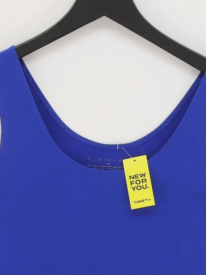 Camiseta para mujer Elie Tahari M azul rayón con elastano, nailon sin mangas básica Foto 3 de 4