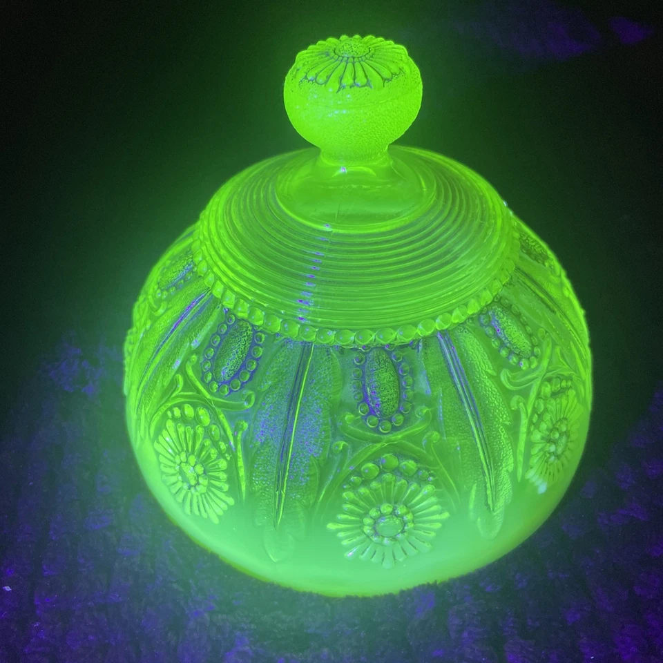 Northwood EAPG Jewel & Flower/Encore Vaselina Vidrio Mantequilla Plato Tapa/Tapa Foto 2 de 4