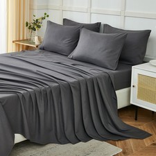 Grey Queen Sheets Set 6 Piece,Hotel Luxury Super Soft 1800 Series Microfiber ...