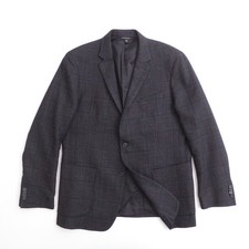 Banana Republic Mens Blazer Textured Charcoal Gray Wool Windowpane Slim Fit 44R