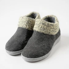 Clarks Womens Fairisle Scuff Blac Leather Slipper Sweater Cuff Clog Size 10