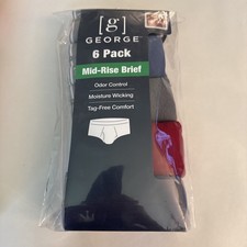 George Men s 6 Pack Moisture Wicking Briefs Medium 32-34 Tag-Free Moisture New