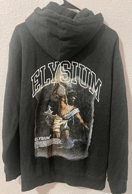 Elysium Athletics Hoodie Mens M Gray Heavyweight Graphic Gym Body Building