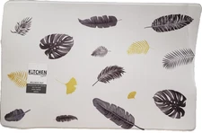 Wellness Printed Non Slip Thin PVC Floor Mat (20"x32") BLACK & YELLOW LEAVES, KD