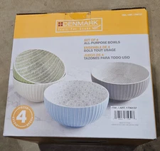Denmark Set of 4 All Purpose Porcelain Bowl Set 8" Assorted Colors &Patterns NEW