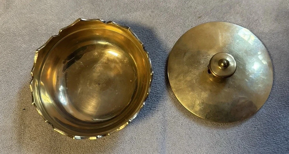 Vintage Schmuckdose Metall goldfarben 7 cm – Retro 60er Jahre