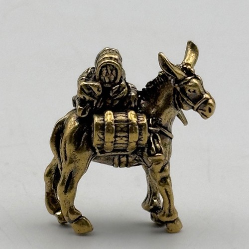 BG4-Miniature brass tone metal mule donkey farm animal figurine