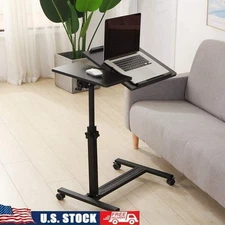 Adjustable Overbed Laptop Cart Mobile Rolling Desk Tray Table W/ Wheels New