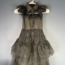 Haloween Costume for Wednesday Addams Girls Birthday Dress up Cosplay 120 4-5 Y