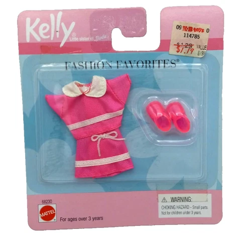 Vintage 1999 Barbie 68230 Fashion Favorites Kelly Clothing Set Pink and White