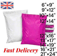 Pink  White Mailing Bags Strong Poly Postal Post Postage Self Seal Packaging Bag